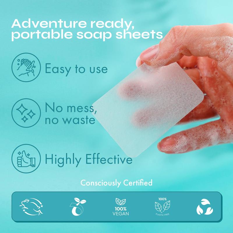 FOMIN - Antibacterial Paper Soap Sheets for Hand Washing - Lavender Portable Travel Soap Sheets, Portable Hand Soap Sheets Nail Foaming