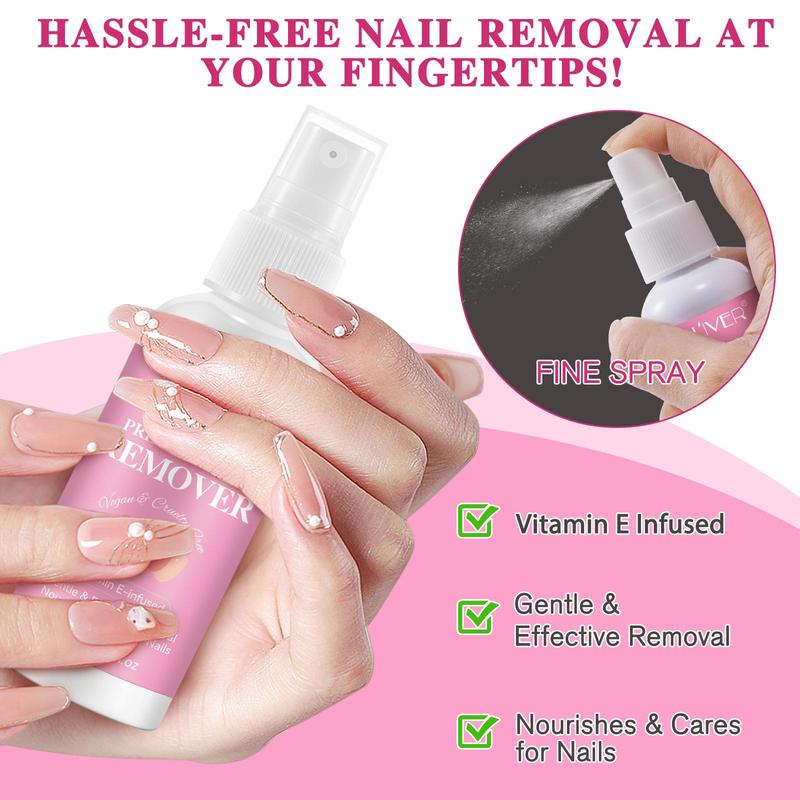 Press on Nail Remover, 1 Box Gentle and Effective Removal Nail Polish Remover with 2 Counts Cuticle Sticks, Nail Care Product for Women & Girls