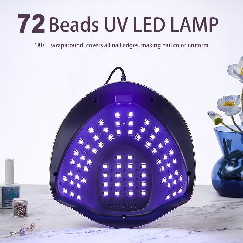 High Power LED Nail Dryer Lamp, Professional UV Nail Lamp for Nails Manicure, 72 Beads Fast Curing Gel Polish Electroplated Drying Lamp