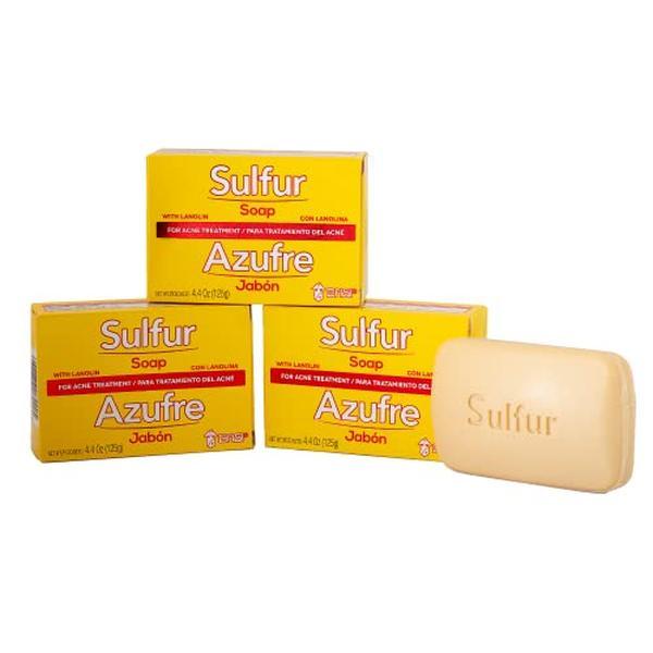 Biosulfur Grisi Acne-Fighting Soap - 10% Sulfur, Oil Control & Pore Cleansing, 3-Pack of 4.4 Oz Bars