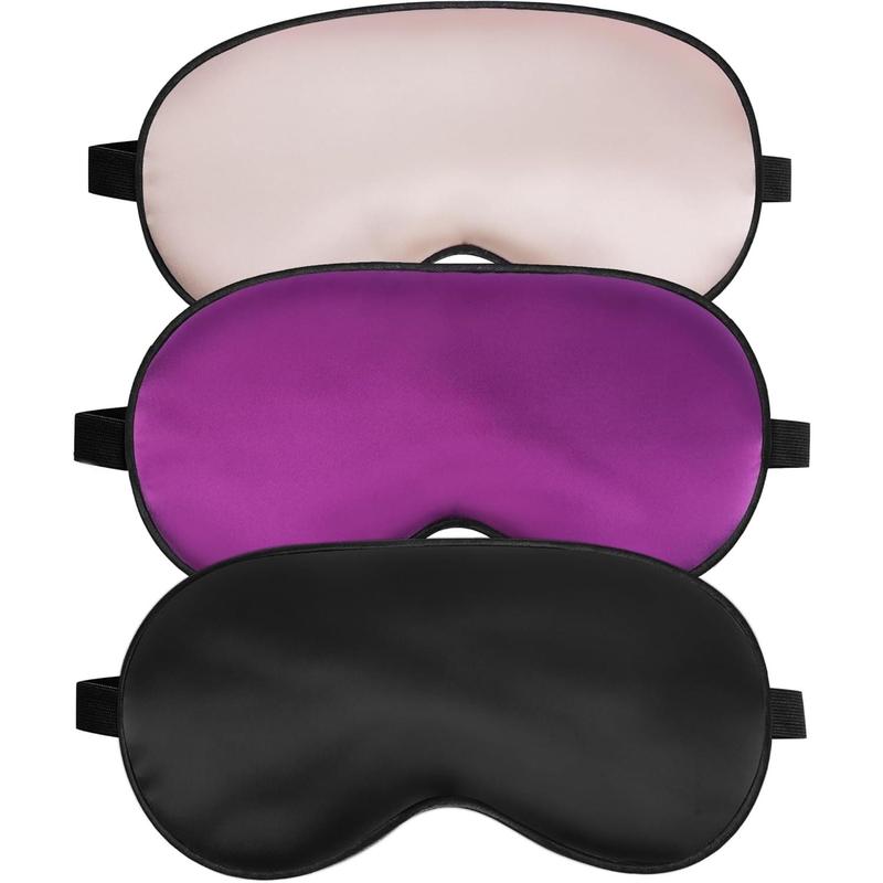 Silk Sleep Mask with Adjustable Strap, Comfortable Eye Mask for Men & Women – Soft Eyeshade for Night Sleep (Black, Blue, Purple)