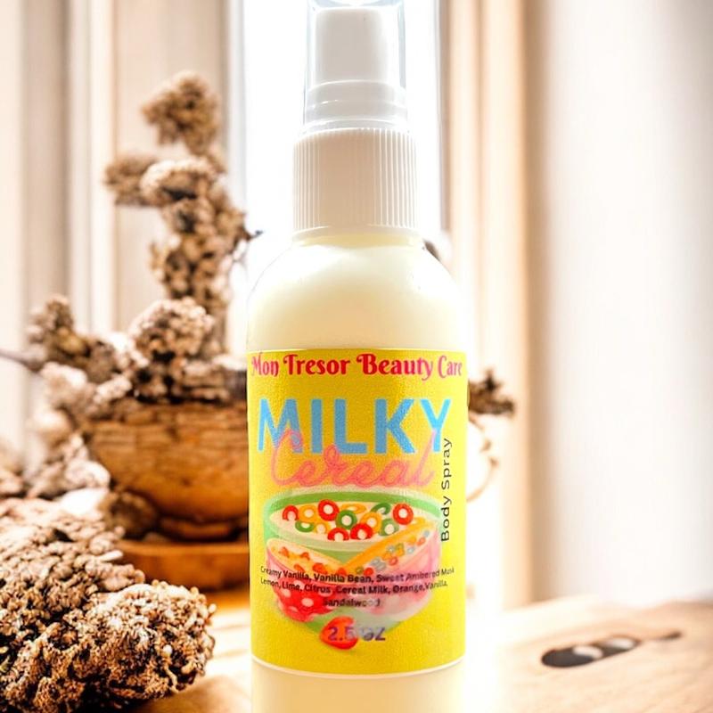 Milky Cereal Body Spray, spray mist , woman’s body spray, scented body spray, cruelty free, vegan friendly, body care, Skincare Fragrance Aroma Vanilla Blend