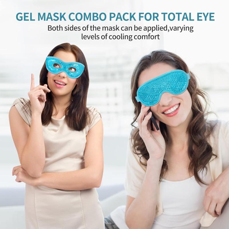 2 Count Gel Eye Mask Reusable Hot Cold  Gel Bead Eye Mask for Puffiness Dark Circles Eye Bags Dry Eyes Headaches Migraines Stress Relief, Cooling Eye Mask Hot Cold Compress Eye Mask Pack Comfort Soothing