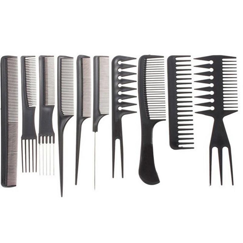 Yokoma 10Pcs Black Combs Salon HairStyling Hairdressing Plastic Barbers Brush Combs Set