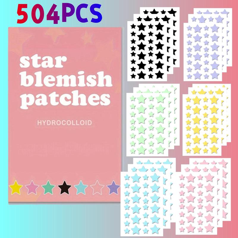 Star Shaped Acne Patches, 504pcs set Invisible Acne Cover Patches, Hydrocolloid Acne Patches, Facial Skin Care Products for Women & Men