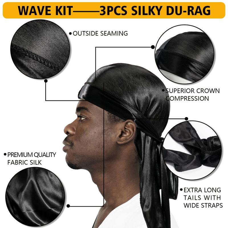 Goiple Wave Kit for Men 360 Wave Pomade with Strong Hold Easy Wash Shine Includes Curved Brush Durag Perfect for Wave Training