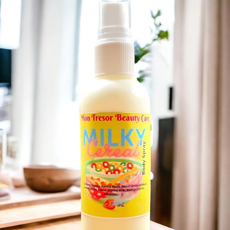 Milky Cereal Body Spray, spray mist , woman’s body spray, scented body spray, cruelty free, vegan friendly, body care, Skincare Fragrance Aroma Vanilla Blend