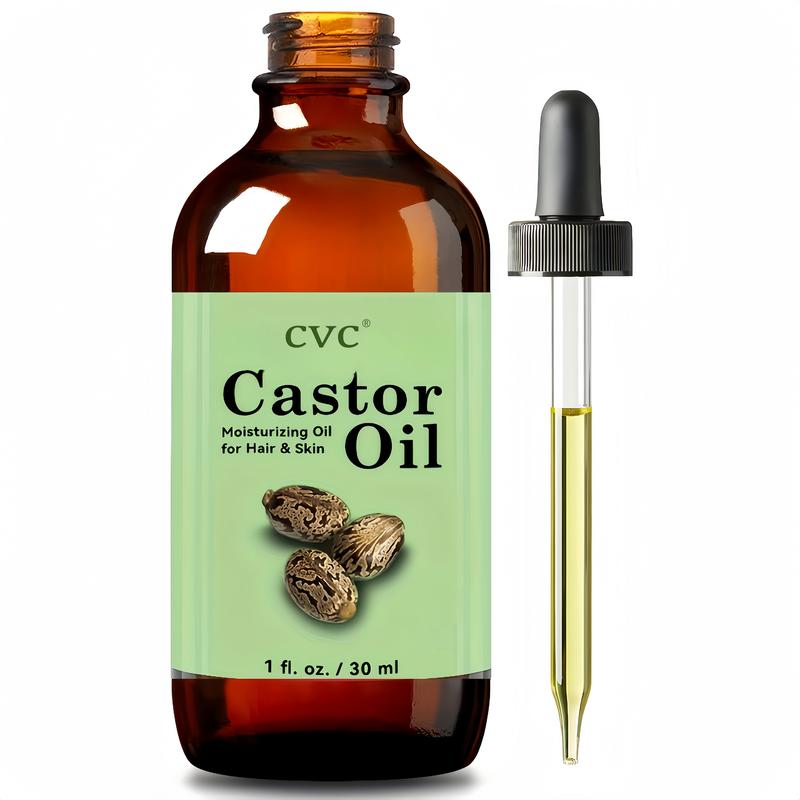 CVC Organic Castor Oil for Hair Growth, Eyelashes & Eyebrows - Pure & Natural, Cold-Pressed Carrier Oil for Skin Care, Massage & Moisturizing, 1 Fl Oz