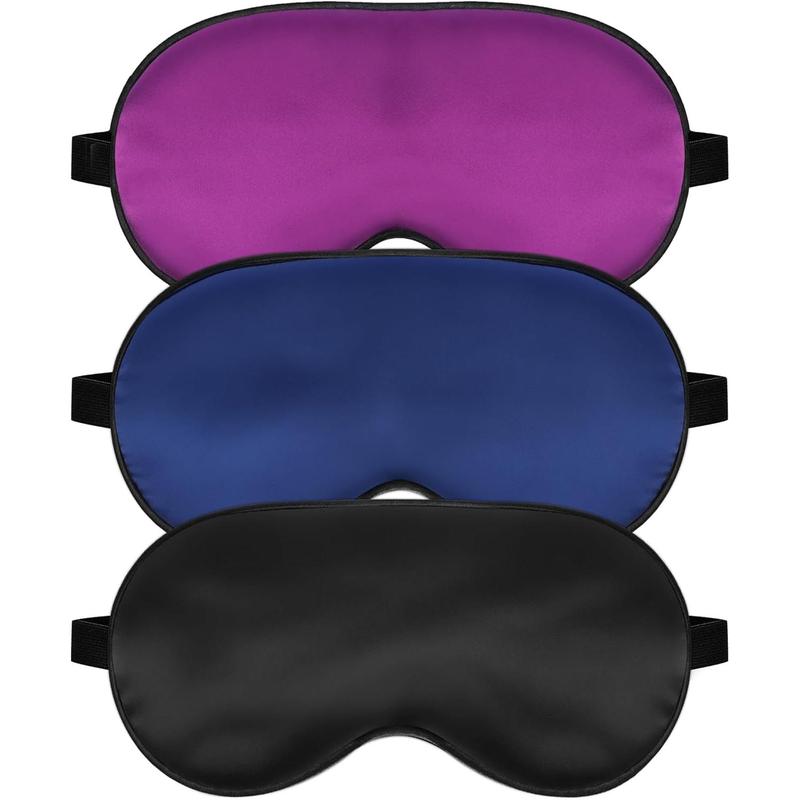 Silk Sleep Mask with Adjustable Strap, Comfortable Eye Mask for Men & Women – Soft Eyeshade for Night Sleep (Black, Blue, Purple)