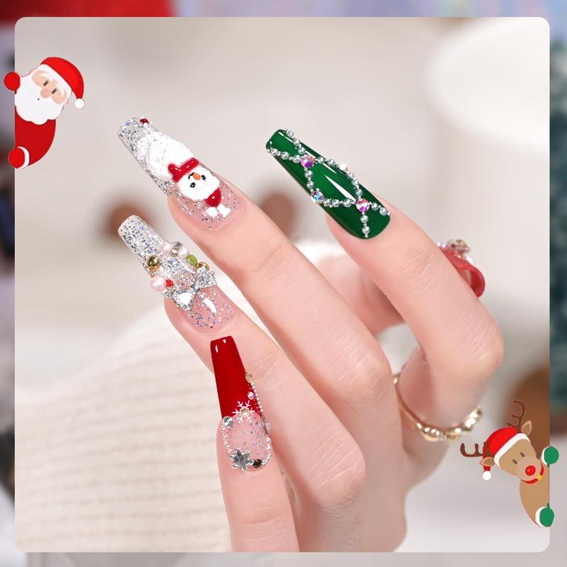 GAOY Christmas UV Gel Nail Polish Set Includes Red Green White Sliver Gold Glitter, Winter DIY Manicure at Home, Ideal Christmas Gift for Nail Art