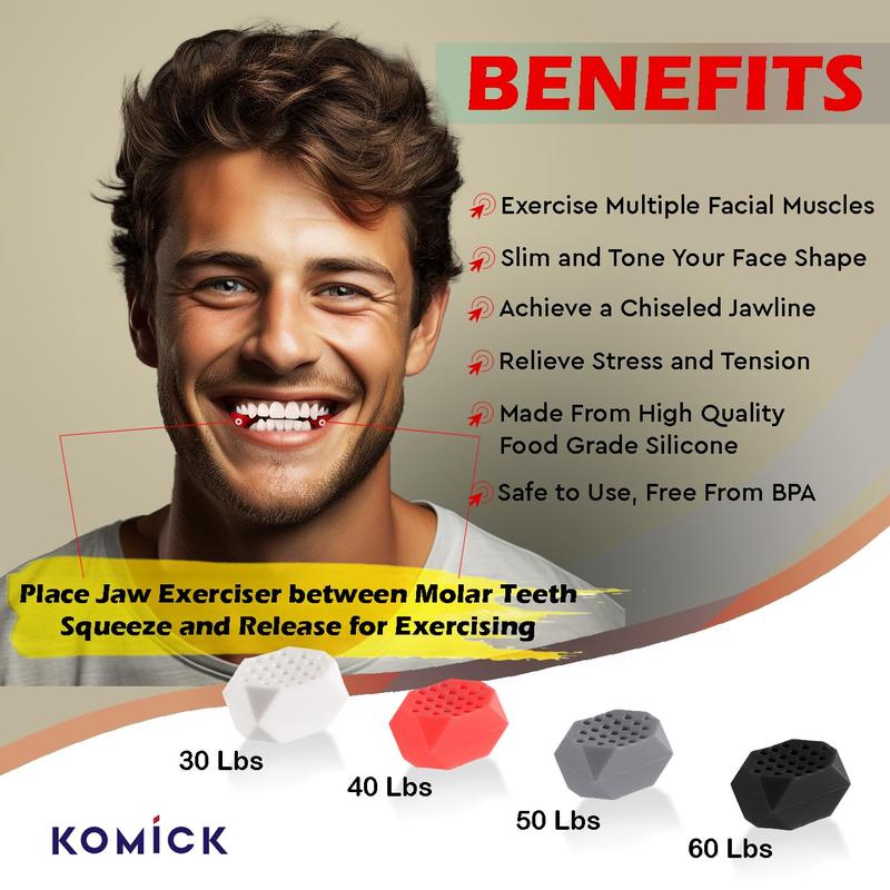 Upgraded Jaw Exerciser for Men & Women – 4 Pairs of Portable, Travel-Friendly, Made of Food Grade Premium Quality Silicon Jaw Toner for Strengthening Facial Muscles, 30, 40, 50, 60 Lbs no brand