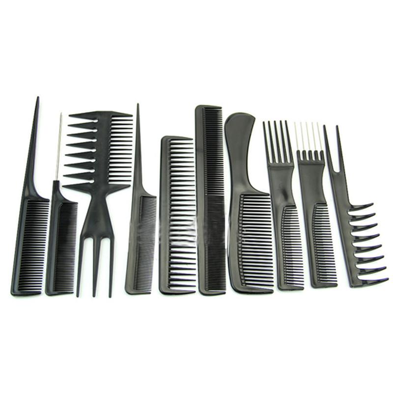 Yokoma 10Pcs Black Combs Salon HairStyling Hairdressing Plastic Barbers Brush Combs Set