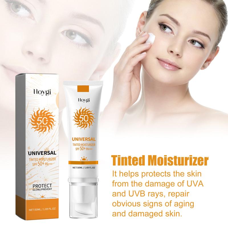 Sunscreen to prevent sunburn and tanning, Universal Tinted Face  Moisturizer Sunscreen, SPF 50 PA+++, Water Resistant And Non-Greasy,For All Type Skin