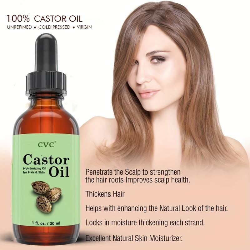 CVC Organic Castor Oil for Hair Growth, Eyelashes & Eyebrows - Pure & Natural, Cold-Pressed Carrier Oil for Skin Care, Massage & Moisturizing, 1 Fl Oz