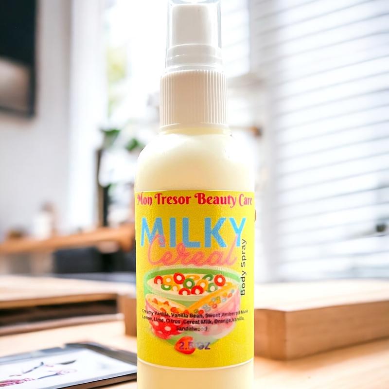 Milky Cereal Body Spray, spray mist , woman’s body spray, scented body spray, cruelty free, vegan friendly, body care, Skincare Fragrance Aroma Vanilla Blend