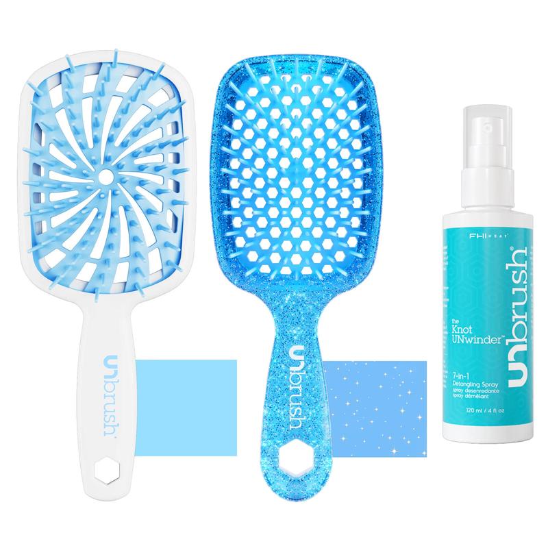 UNbrush Classic Detangling Hair Brush, UNbrush Plus Detangling Brush & Knot Unwinder 7 in 1 Detangling Spray