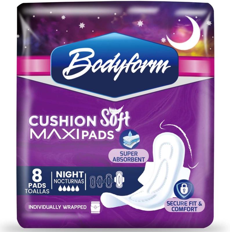 Bodyform Maxi Pad Night (8 Count) - Comfortable Nighttime Protection