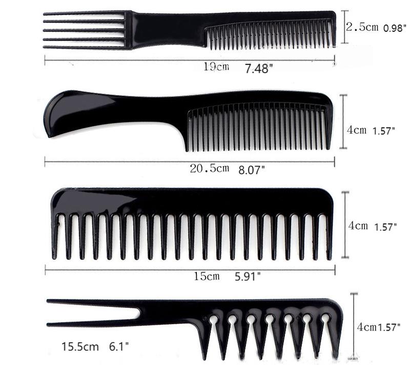 Yokoma 10Pcs Black Combs Salon HairStyling Hairdressing Plastic Barbers Brush Combs Set