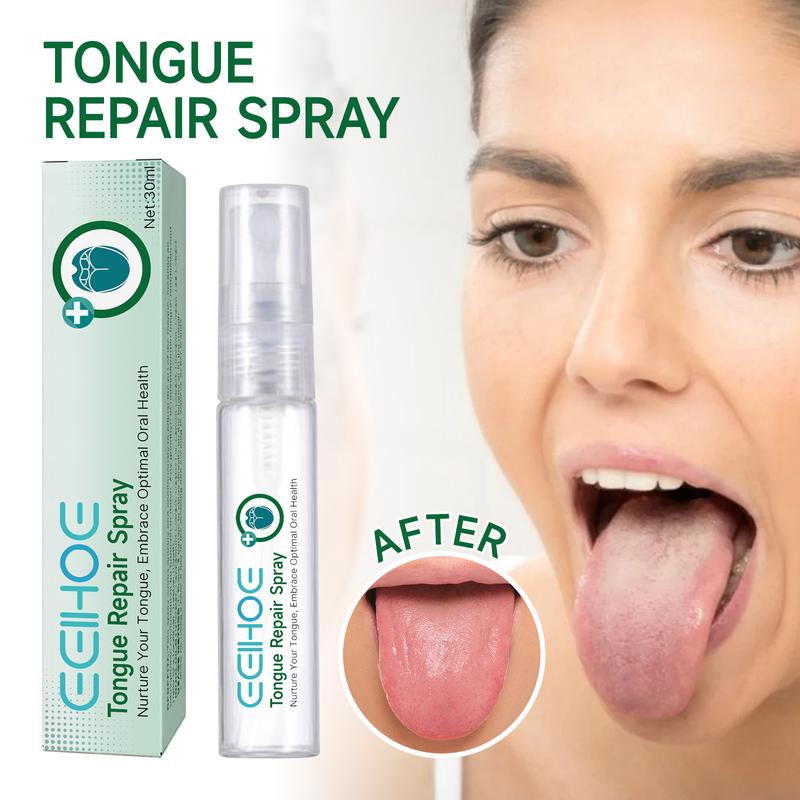 EELHOE tongue repair spray repairs white tongue coating relieves dry and swollen tongue oral care spray Portable to relieve pain, eliminate swelling, clean tongue repair spray, promote oral health