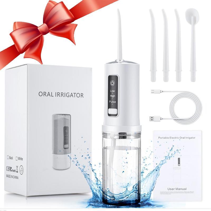 Portable Rechargeable Oral Irrigator, 1 Set Electric High-pressure Oral Irrigator with 4 Counts Nozzles, Water Flosser for Home & Travel