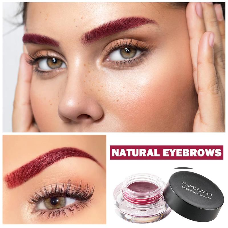 Eyebrow Pomade Cream,Brow Pomade Gel Naturally Long Lasting Waterproof,Delicate and Smooth Eye Brow Makeup Cosmetics with Eyebrow Brush - Wine