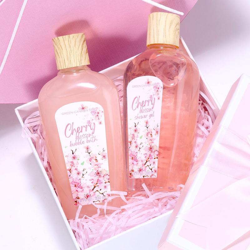 Spa Gift Baskets for Women, 10 Pcs Cherry Blossom Bath and Body Sets, Luxury Birthday Day Body Care Gift Sets for Her