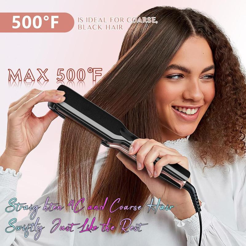 Professional Comfort Hair Straightener, 500F High Temp Hair Straightener, 30s Fast Heating Ceramic Flat Iron, Dual Voltage Hair Straightener for Travel Using