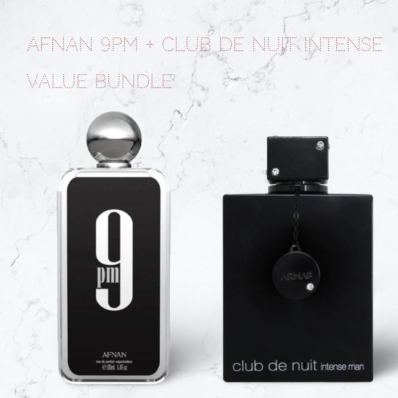 Armaf Club De Nuit Intense + Afnan 9PM 100ml (3.4 Fl oz) Long Lasting Perfume - Value Bundle - Fragrance Gift Bundle