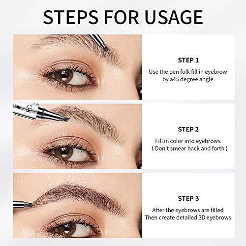 Eyebrow Pencil Waterproof Liquid Pen Eyebrow Microblading Pen - Eye Makeup Eyebrow Pen Micro 4 Point Brow Pen Long-Lasting Natural Eyebrow Hair (dark coffee)