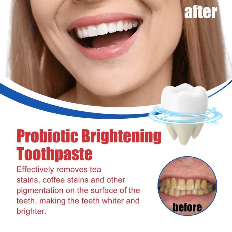 2 pics  ORALHOE Probiotic Brightening Toothpaste for Whiter Teeth and Gum Care, 120g Tube