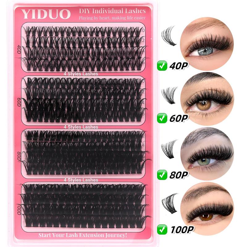 Mixed Length Styles Individual Fluffy Eyelash Cluster, 1 Set Wispy False Eyelashes with Eyelash Extensions Tools, Individual Lashes Extension, Eye Makeup Enhancement False Eyelashes for Women and Girls, Christmas Gift, Extension Eyelashes