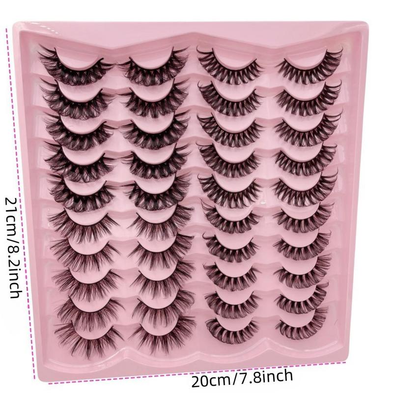 20 Pairs Black Fake Eyelashes Exaggerated Thick Lashes Cat-eye Fluffy Faux Lashes for Daily & Party Mini Makeup DD Curl, Christmas Gift