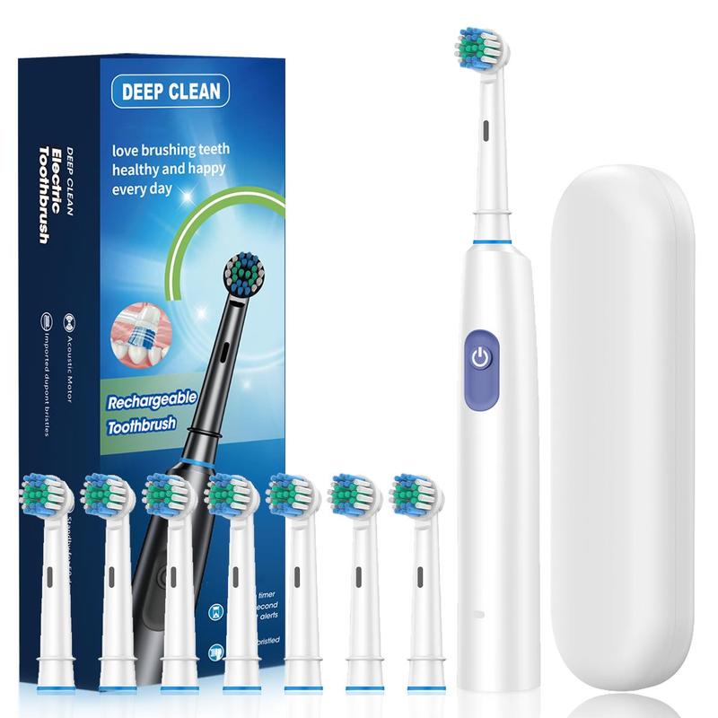 Rechargeable Electric Toothbrush Set, 1 Set Portable Electric Toothbrush with 8 Replacement Brush Head & Travel Case, Oral Care Toothbrush for Adults