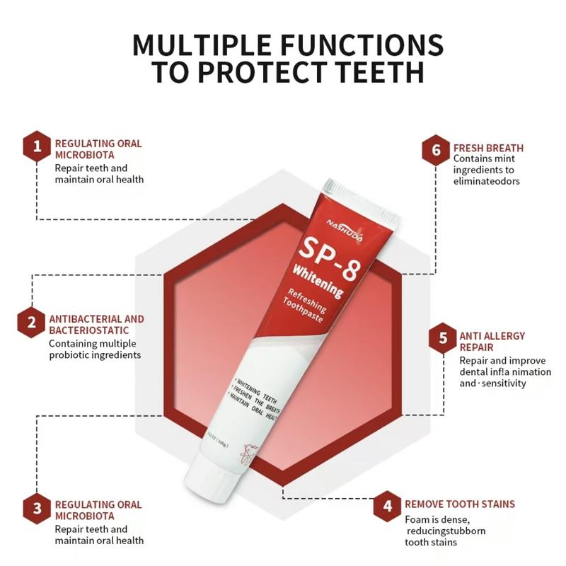 SP-8 ProbioticWhitening Toothpaste, Free of Fluoride,Hydroxyapatite, Anti plaque, Oral HealthManagement sp-8