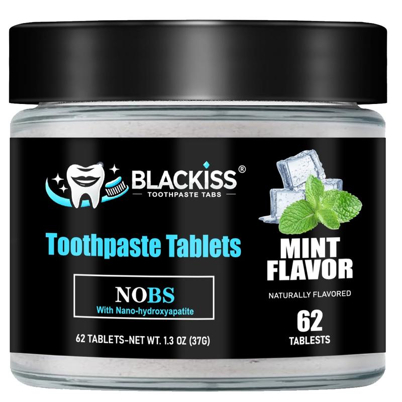 Blackiss NOBS Toothpaste Tablets - Nano Hydroxyapatite, Flouride Free, Eco & Travel Friendly - Remineralize with NHA(62 Tablets Per Bottle) Oral Radiant