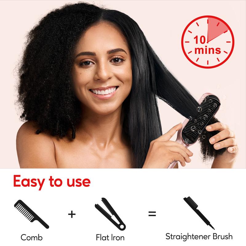 Terviiix Frizz Buster Ionic Hair Straightening Brush - Smooth Hair in Seconds, 450°F in 20S, 13 Heat Settings Adjustable