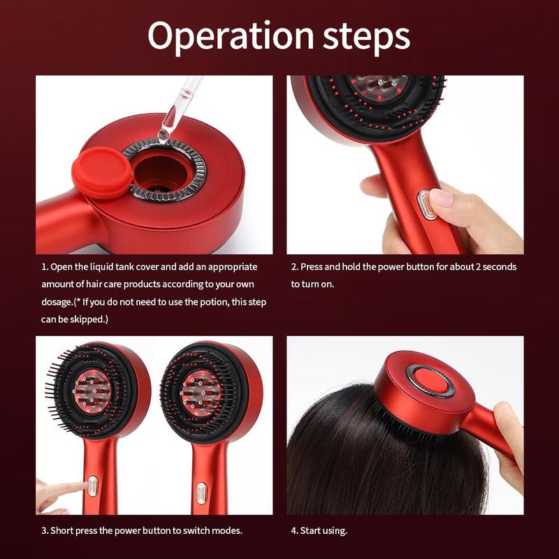 Electric Scalp Hair Massager Machine, 6ml Large Capacity & 8 Roller Ball Design Pins Comb for Hair Care, Massager Scalp, Massager Rechargeable, Head Massagers, Type-c Rechargeable Massage Combs for Scalp