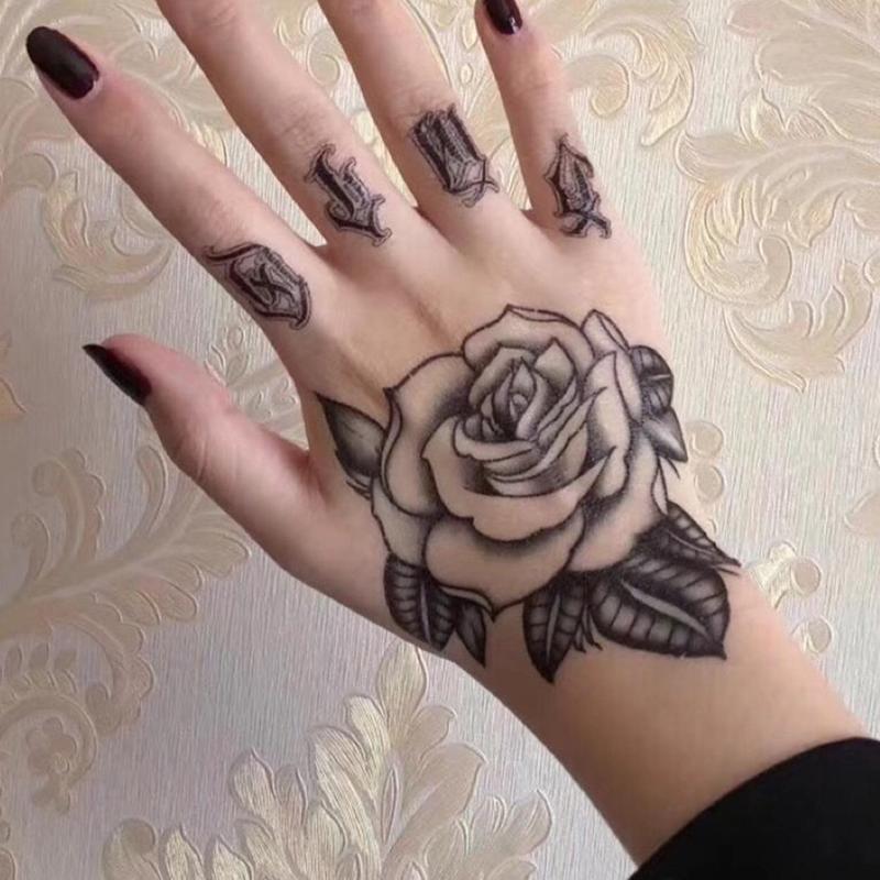 Rose Pattern Temporary Tattoos, 1 Count Body Art Decoration Sticker For Women And Girls