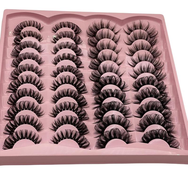 20 Pairs Black Fake Eyelashes Exaggerated Thick Lashes Cat-eye Fluffy Faux Lashes for Daily & Party Mini Makeup DD Curl, Christmas Gift