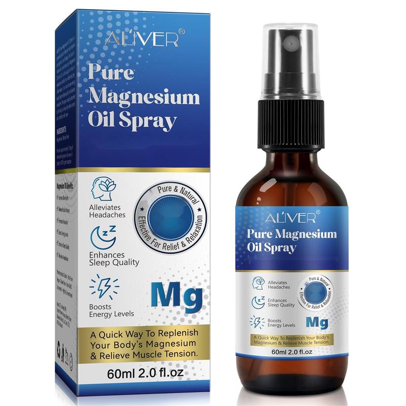 2024 New Viral - Aliver Pure Magnesium Oil Spray(60ml), Glass Bottle Spray Body Care Comfort