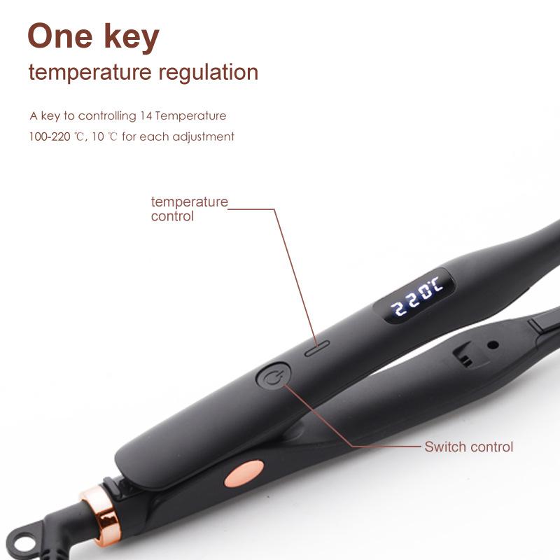 2-in-1 Hair Curler and Straightener with Tourmaline Heating Plate and LED Display - Smooth Comfort Styling Tool