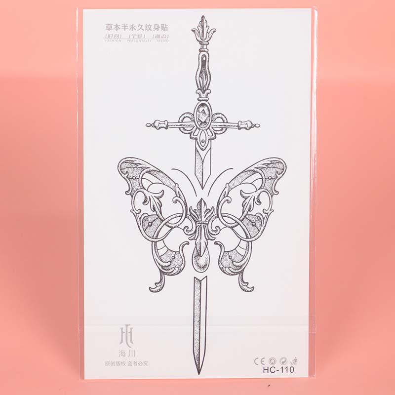 Wing & Butterfly & Sword Pattern Temporary Tattoo Sticker, 3pcs  Fake Tattoo Sticker For Men & Women, Body Art Sticker