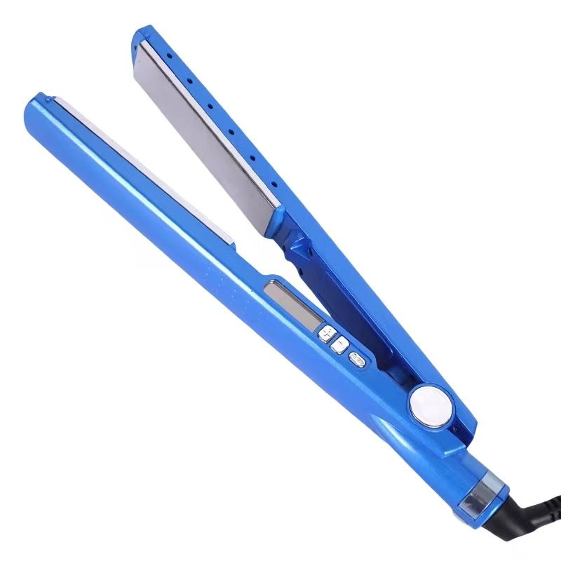 YMUB Ceramic Flat Iron, Flat Iron For A Smooth Finish, Ceramic Floating Plates,Quick Heat Up,Iron Blue