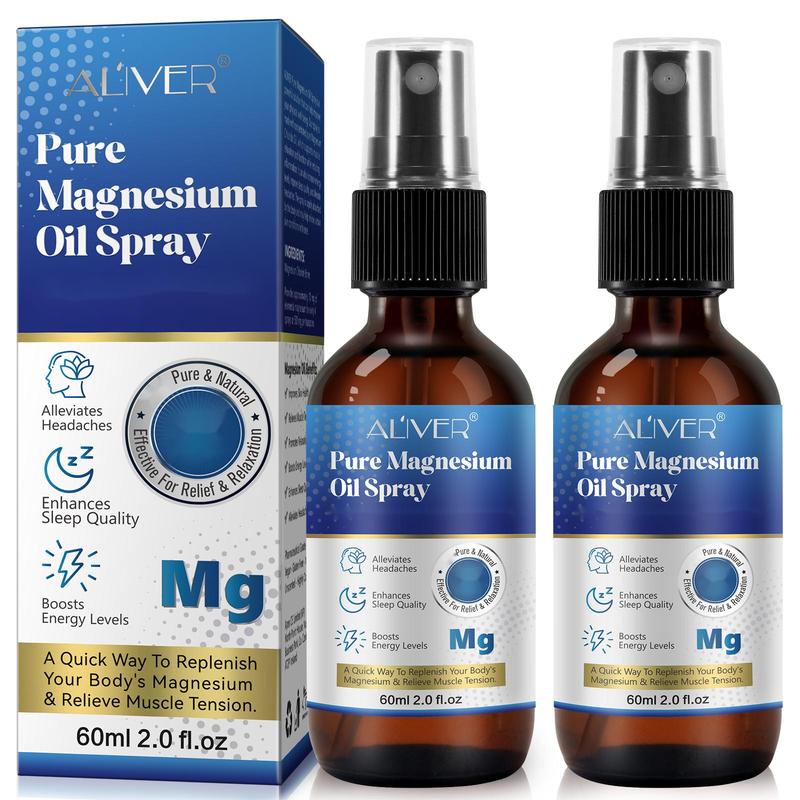 2024 New Viral - Aliver Pure Magnesium Oil Spray(60ml), Glass Bottle Spray Body Care Comfort