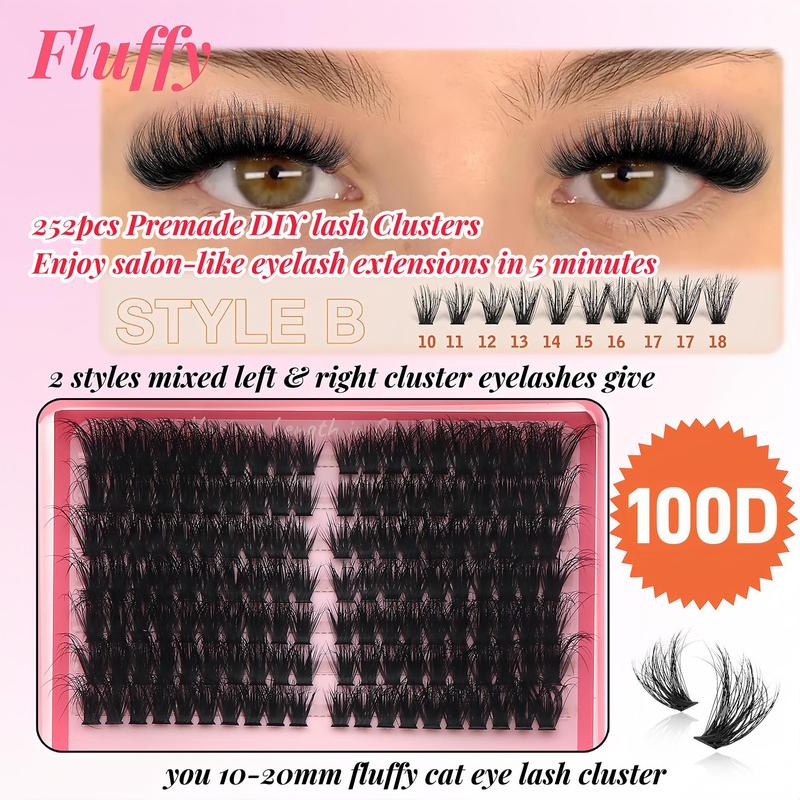 Mixed Length Styles Individual Fluffy Eyelash Cluster, 1 Set Wispy False Eyelashes with Eyelash Extensions Tools, Individual Lashes Extension, Eye Makeup Enhancement False Eyelashes for Women and Girls, Christmas Gift, Extension Eyelashes