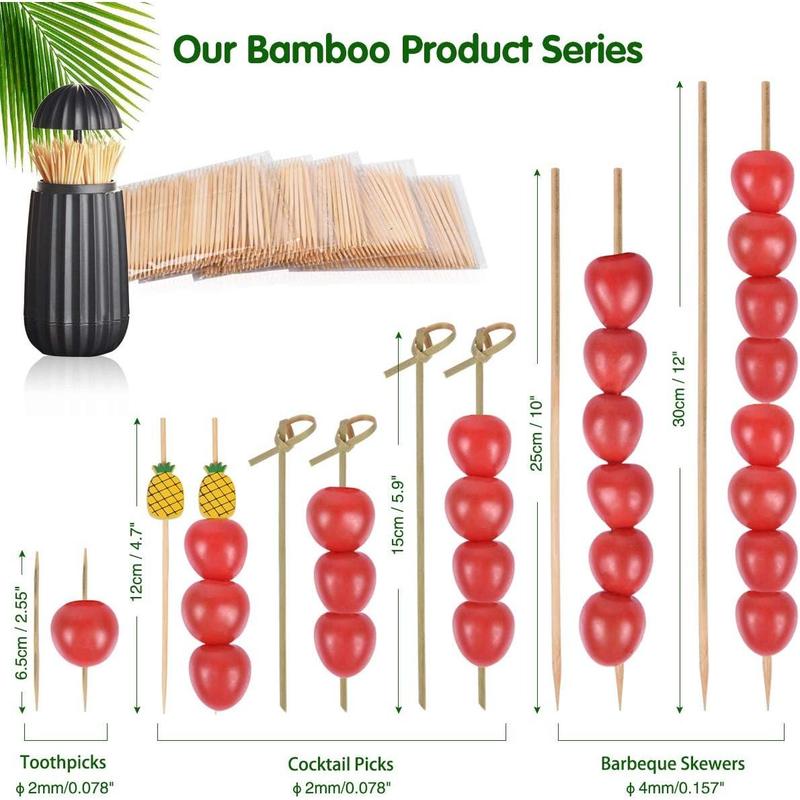 2mm Thick Premium Bamboo Wood Toothpicks 1200 Counts in 20 Small Packs Bulk Round Sturdy Tooth Picks for Teeth Clean Kitchen Appetizers Travel Portable Disposable