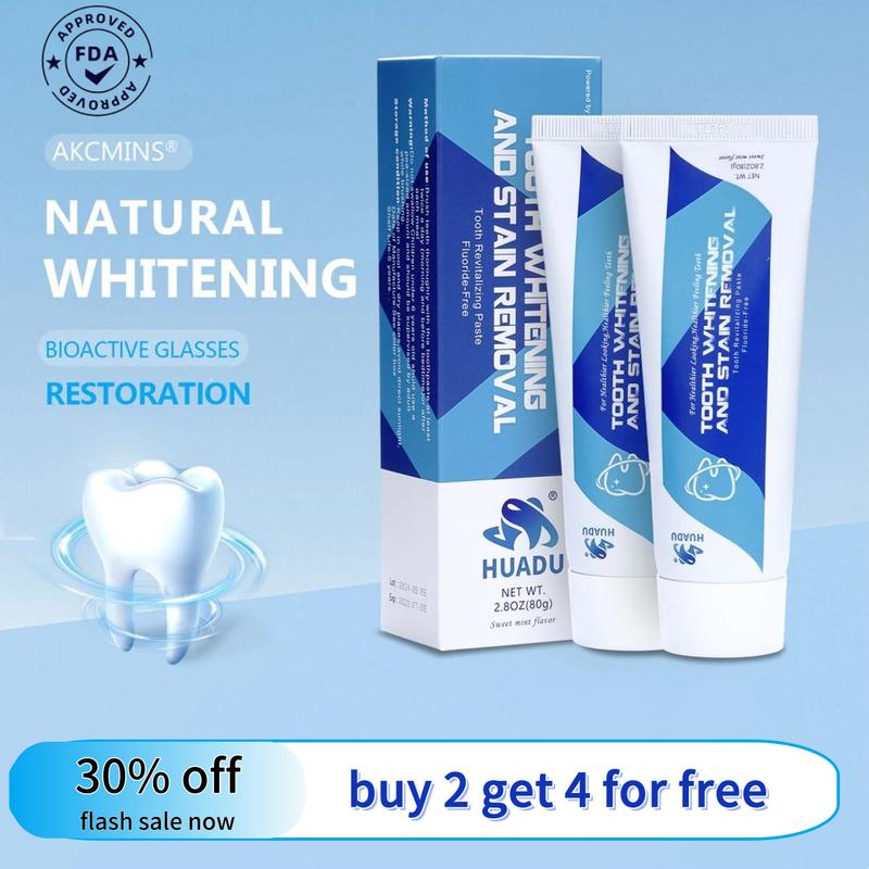 HUADU AKCMINS Natural Whitening Toothpaste, No Fluoride, Repair, Anti Plaque, Triple Whitening [B]