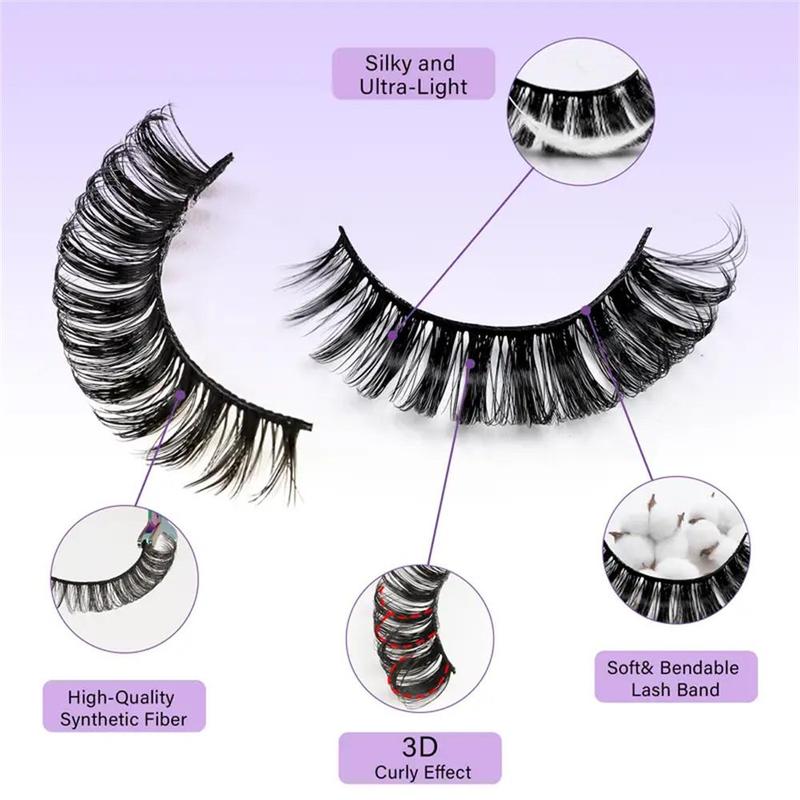 20 Pairs Black Fake Eyelashes Exaggerated Thick Lashes Cat-eye Fluffy Faux Lashes for Daily & Party Mini Makeup DD Curl, Christmas Gift