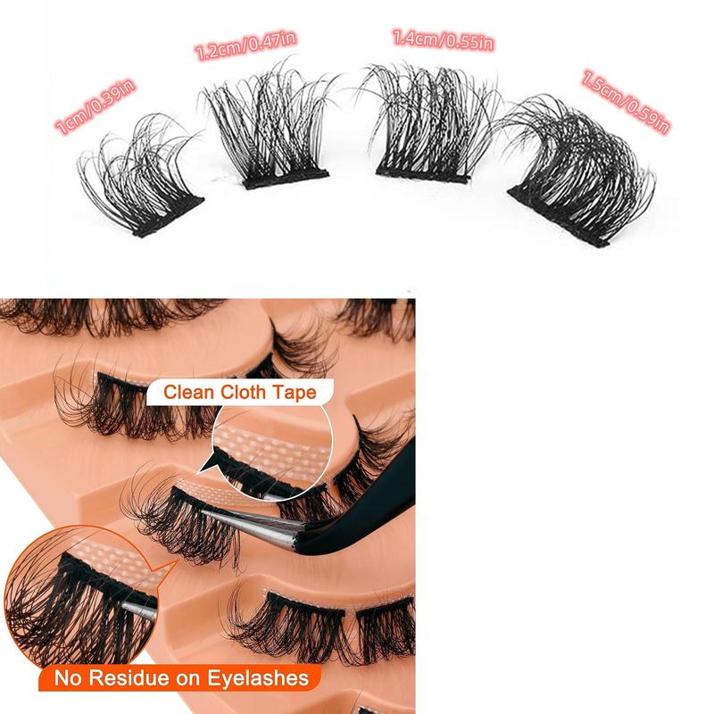 Fluffy False Eyelashes, 7 Pairs Wispy Faux Cluster Lashes, Natural Curling Eye Makeup Strip Lashes for Women & Girls Eye Makeup Enhancement