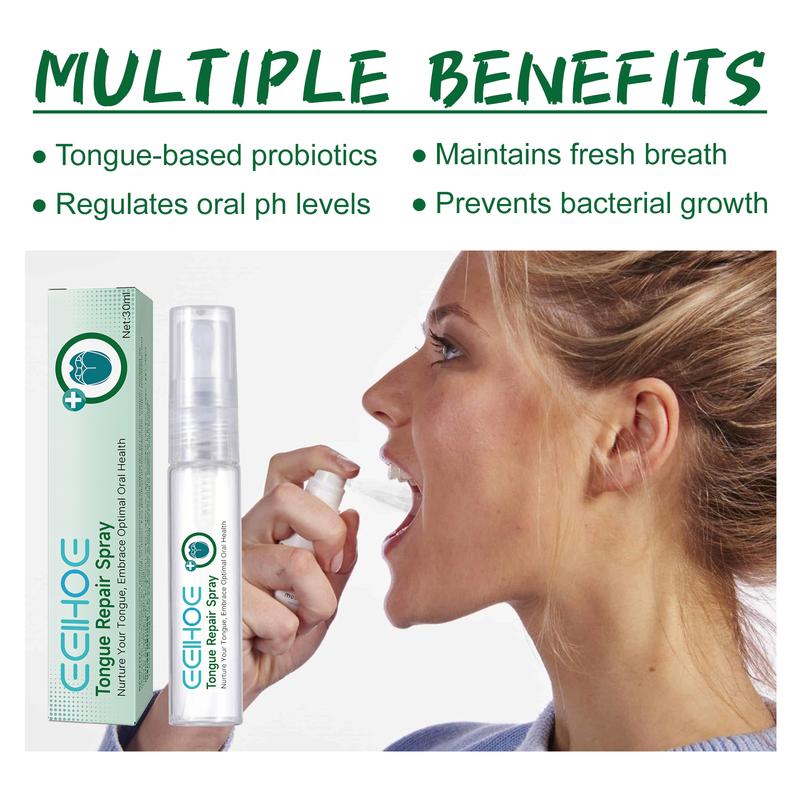 EELHOE tongue repair spray repairs white tongue coating relieves dry and swollen tongue oral care spray Portable to relieve pain, eliminate swelling, clean tongue repair spray, promote oral health